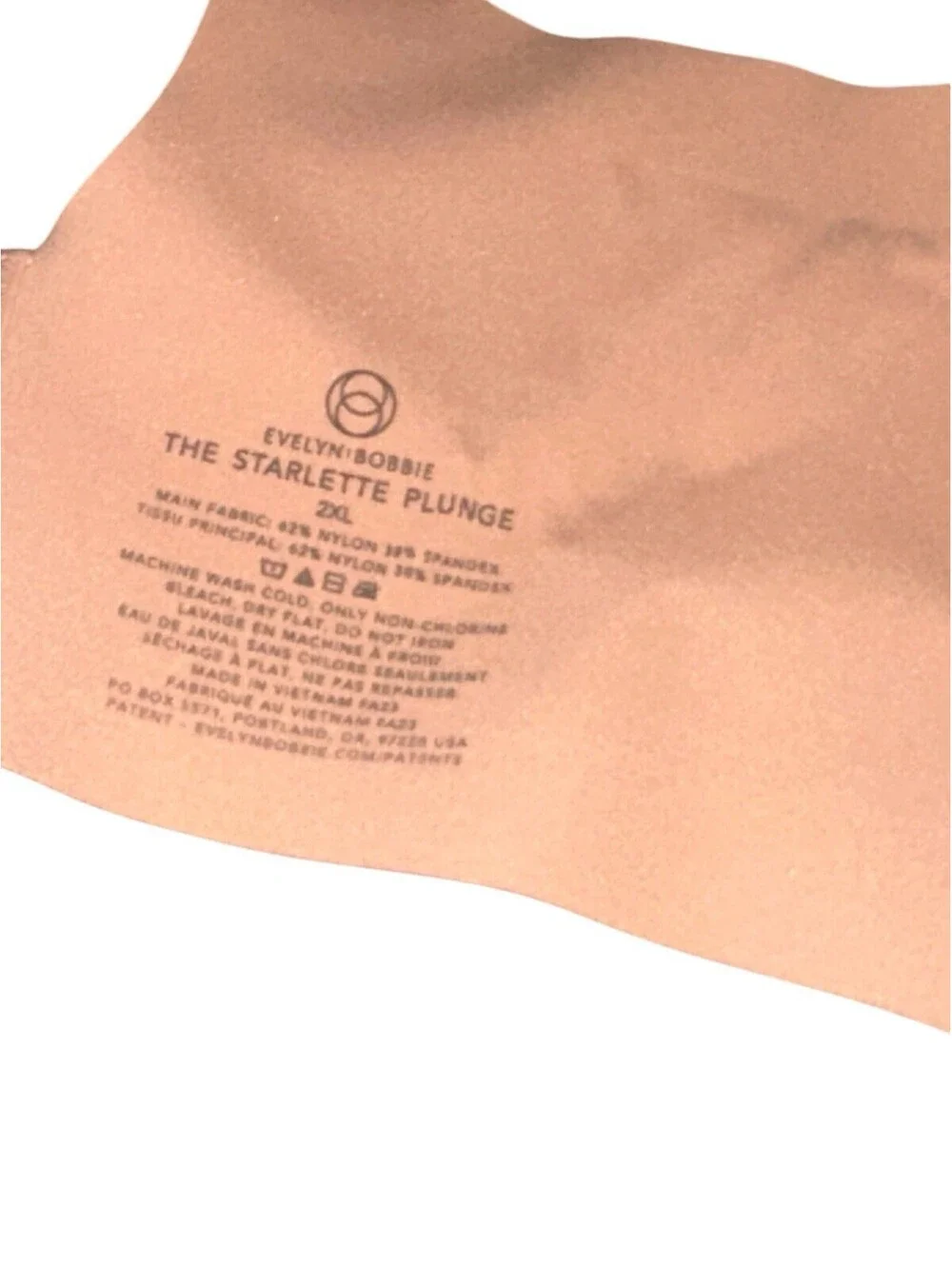 Evelyn Bobbie Starlette Plunge Bra SZ 2XL Nude Wireless EB Core Support Sand Tan